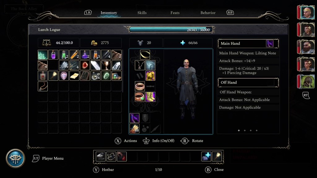 Neverwinter Nights 2: Enhanced Edition Console Inventory